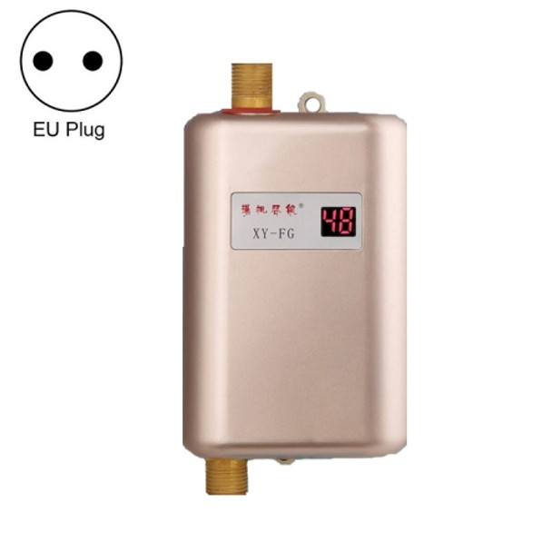 Stainless Steel Instant Kitchen And Bathroom Mini Electric Water Heater(EU Plug 220V Gold)