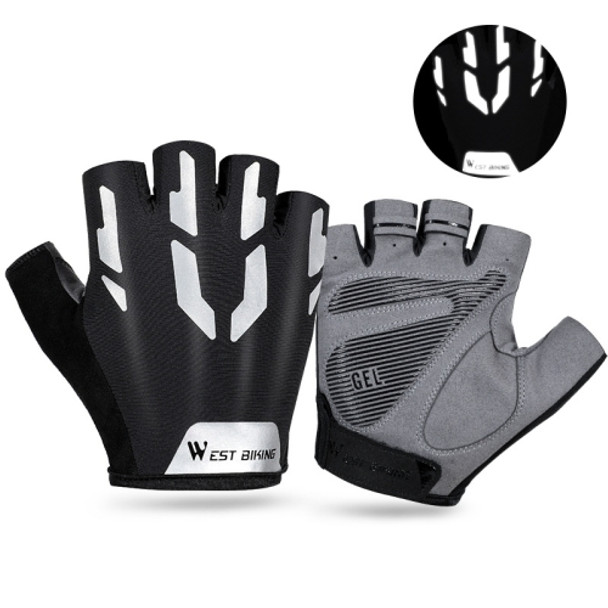 WEST BIKING Cycling Gloves Reflective Riding Shock-Absorbing Half-Finger Gloves, Size: XL