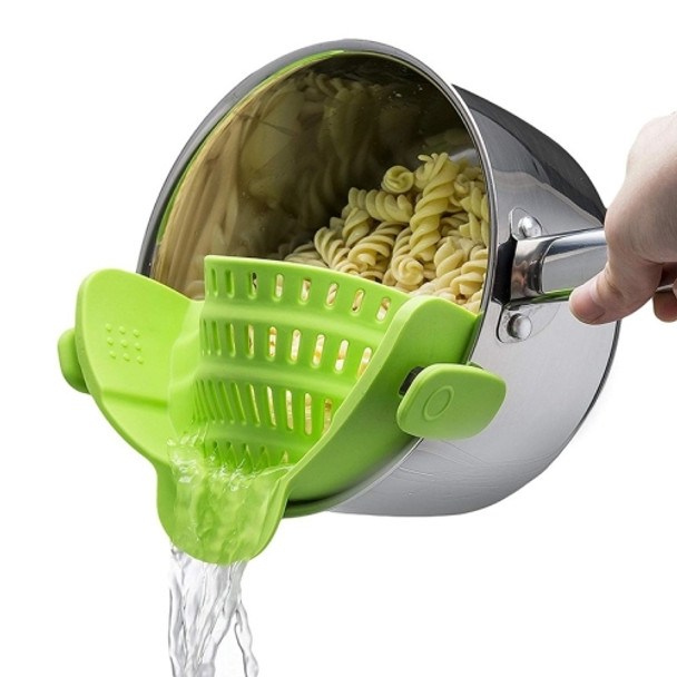 Wide Mouth Silicone Drainer Pot Side Drain To Block Fruit Noodle Strainer(Green)