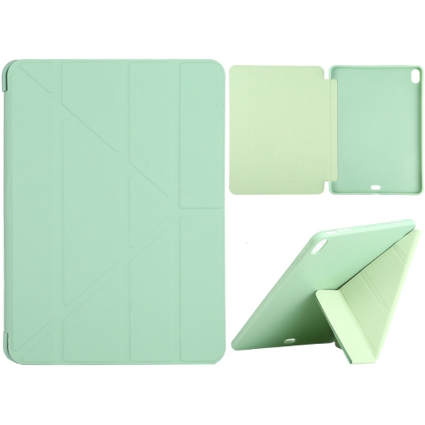 Millet Texture PU+ Silicone Full Coverage Leather Case with Multi-folding Holder for iPad Air (2020) 10.9 inch (Green)