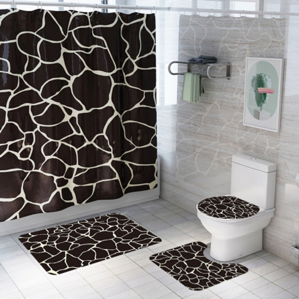 Simple Marble Striped Waterproof Shower Curtain Carpet Toilet Mat Set, Model:YL106+SY241