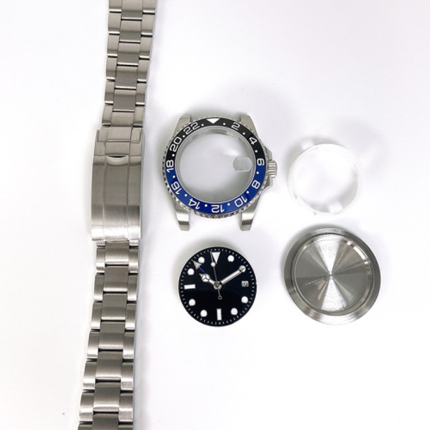 For ETA2836/Pearl 3804 Movement 867 GMT Watch Accessories 40MM Stainless Steel Case(Black Blue)