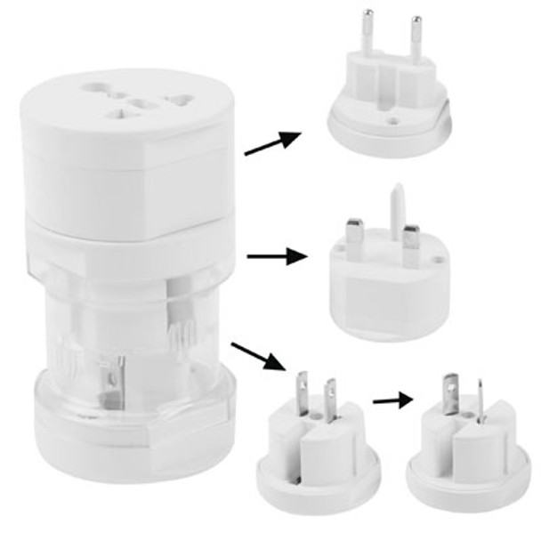 All in 1 EU + AU + UK + US Plug Travel Universal Adaptor(White)