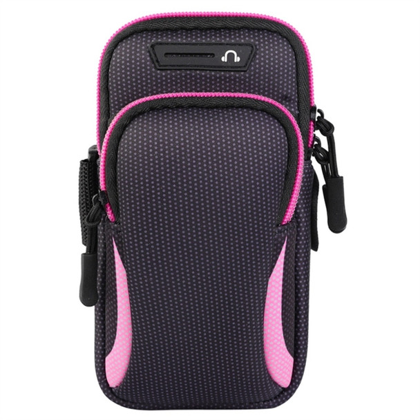 Multi-functional Universal Double Layer Zipper Sport Arm Case Phone Bag with Earphone Hole for 6.6 Inch or Below Smartphones (Pink)