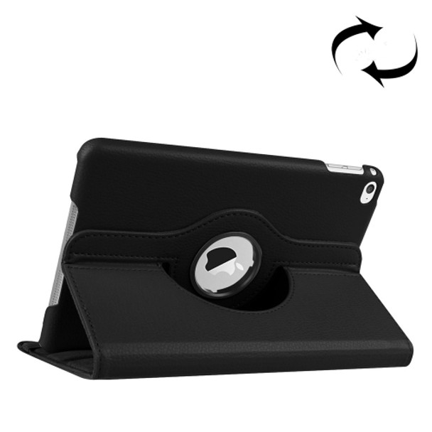 Litchi Texture 360 Degree Rotating Smart Leather Case with Holder for iPad mini 4 / mini 5(Black)