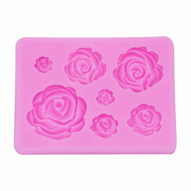 2 PCS DIY Handmade Soap Chocolate Fondant Baking Mold 3D Rose Flower Cake Decoration Silicone Mold(Pink)