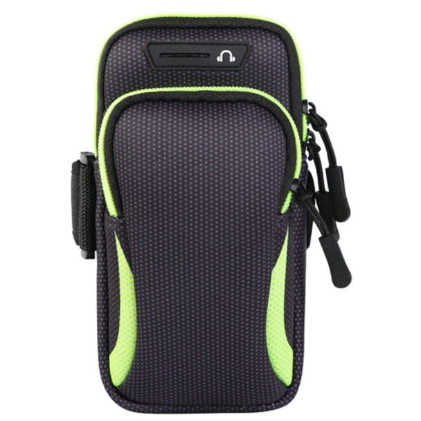 Multi-functional Universal Double Layer Zipper Sport Arm Case Phone Bag with Earphone Hole for 6.6 Inch or Below Smartphones (Green)
