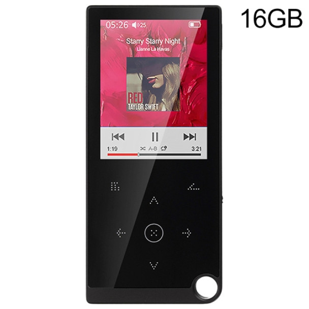 2.4 inch Touch-Button MP4 / MP3 Lossless Music Player, Support E-Book / Alarm Clock / Timer Shutdown, Memory Capacity: 16GB without Bluetooth(Black)