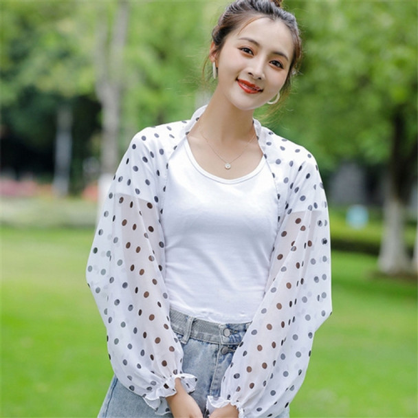 2 PCS Spring And Summer Chiffon Sun Protection Clothing Outdoor Riding Cashew  Printed UV Protection Sleeve, Size:160 x 50cm(White Dots)