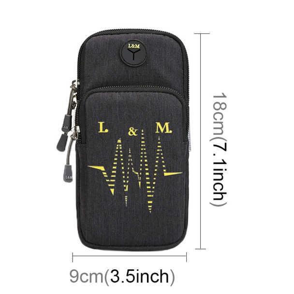 Universal 6.2 inch or Under Phone Zipper Double Bag Multi-functional Sport Arm Case with Earphone Hole, For iPhone, Samsung, Sony, Huawei, Meizu, Lenovo, ASUS, Oneplus, Xiaomi, Cubot, Ulefone, Letv, DOOGEE, Vkworld, and other Smartphones (Black)