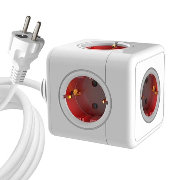 Creative Power Cube Socket Conversion Socket, EU Plug 1.5m Red