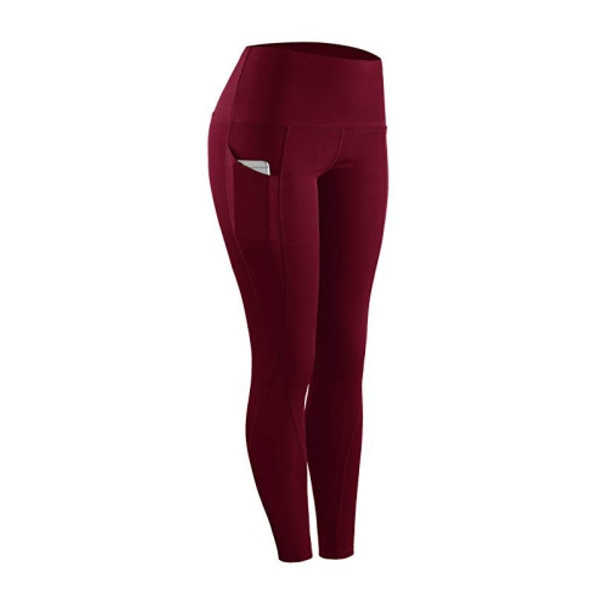 Slim Tight Sportswear Women High Waist Hips Slim Sports Leggings, Size:M(Red)