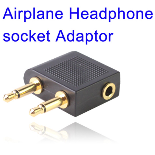 3.5mm Airplane Headphone Socket Adapter (Black)(Black)