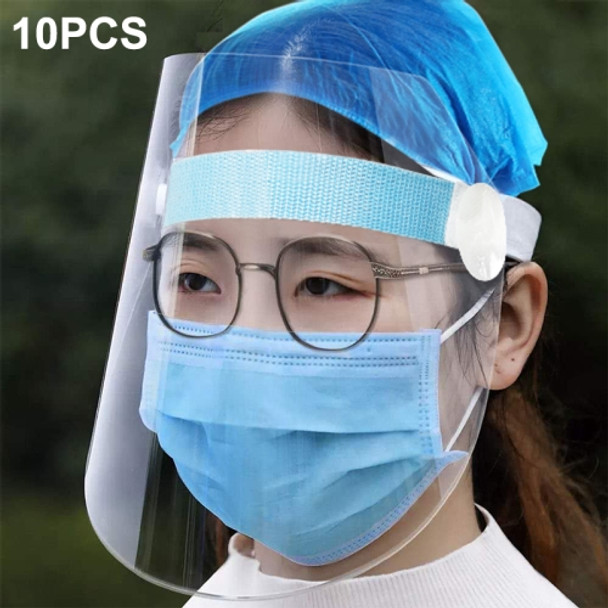 10 PCS Clear Protective Face Shield Anti-Saliva Splash Anti-Spitting Anti-Fog Anti-Oil Mask with Elastic Band