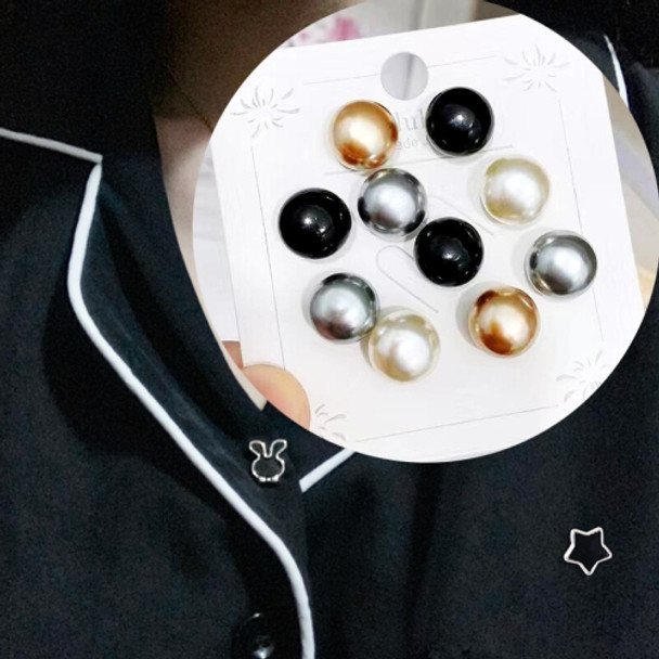10 PCS 10 In 1 Pearl Anti-Glare Buckle Pin Skirt Waist Button Brooch Accessories Invisible Universal Button(Dark Beads)