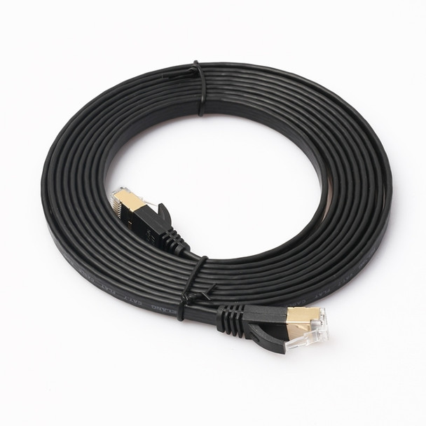 3m CAT7 10 Gigabit Ethernet Ultra Flat Patch Cable for Modem Router LAN Network - Built with Shielded RJ45 Connectors (Black)