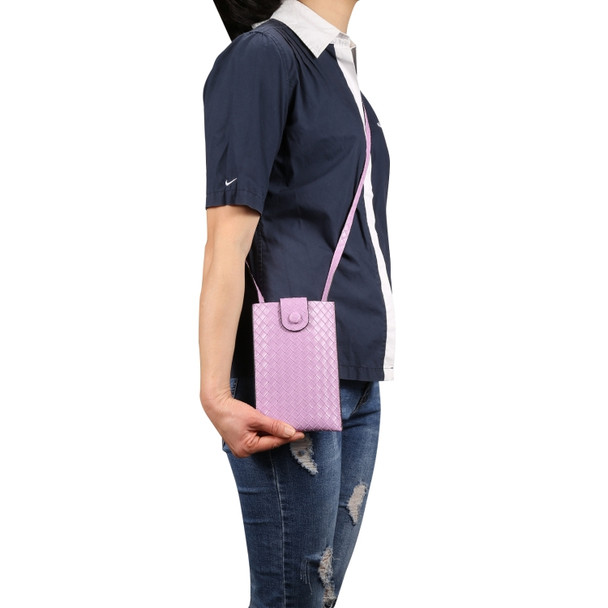 Braided Packing Simple High-end Mobile Phone Bag with Lanyard, Suitable for 6.7 inch Smartphones(Light Purple)