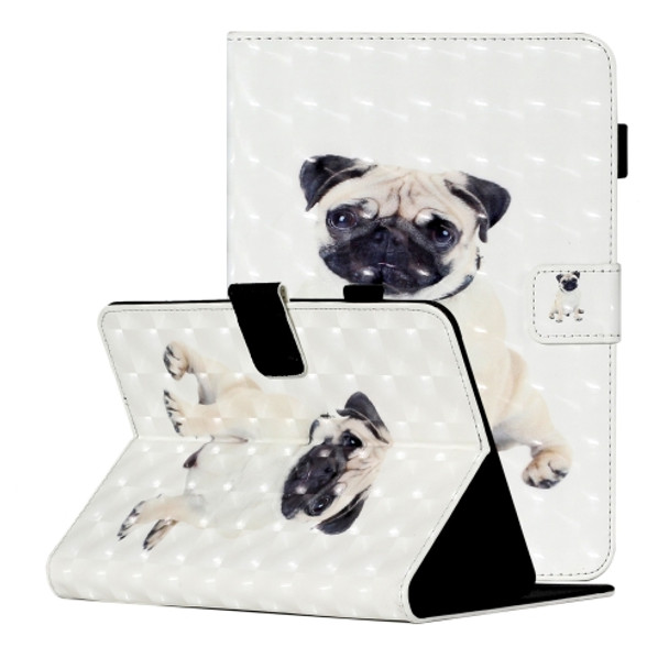 For 10 inch Universal Tablet PC 3D Pattern Horizontal Flip Leather Case with Card Slots & Holder(Pug)