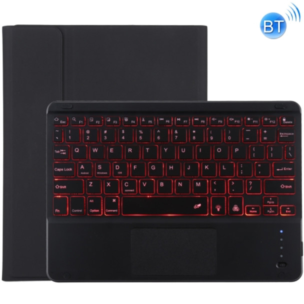 TG-102BCS Detachable Bluetooth Black Keyboard + Microfiber Leather Protective Case for iPad 10.2 inch / iPad Air (2019), with Touch Pad & Backlight & Pen Slot & Holder (Black)