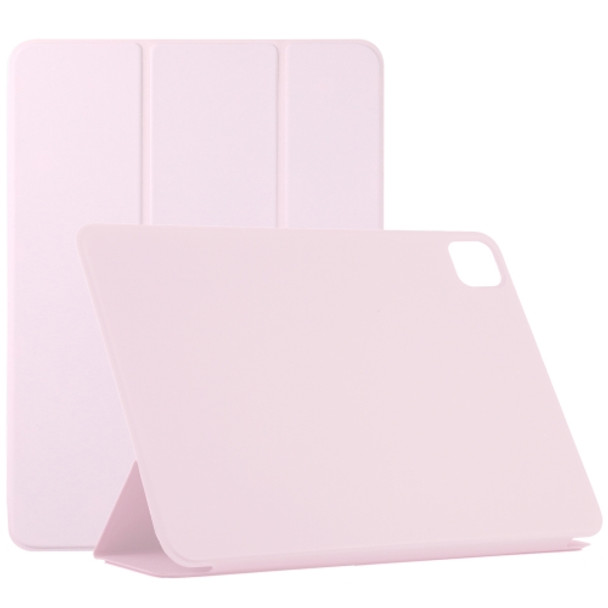 For iPad Pro 12.9 inch(2020) Horizontal Flip Ultra-thin Double-sided Clip Non-buckle Magnetic PU Leather Case With Three-folding Holder & Sleep / Wake-up Function(Pink)