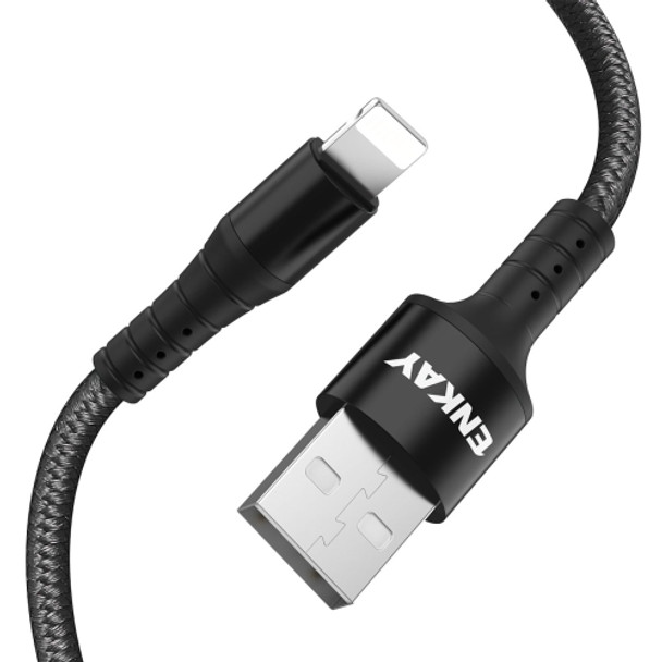 ENKAY ENK-CB202 Nylon Weaving USB to 8 Pin Data Transfer Charging Cable(Black)