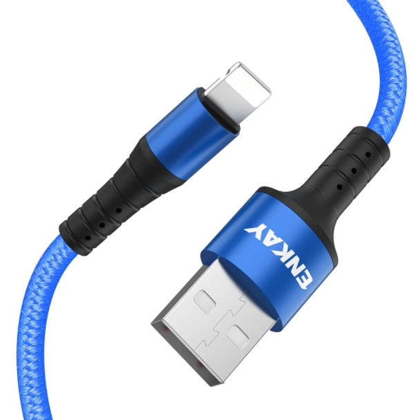 ENKAY ENK-CB202 Nylon Weaving USB to 8 Pin Data Transfer Charging Cable(Blue)
