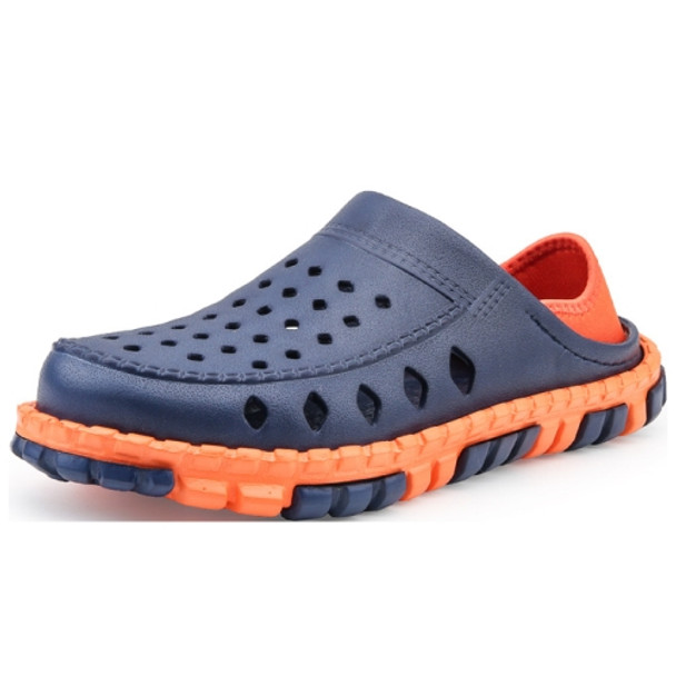 Summer Men Sandals Hollow Slippers Seaside Antiskid Beach Shoes, Size: 44(Blue+Orange)