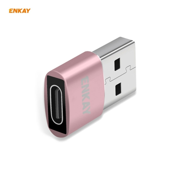 ENKAY ENK-AT105 USB Male to USB-C / Type-C Female Aluminium Alloy Adapter Converter, Support Quick Charging & Data Transmission(Rose Gold)