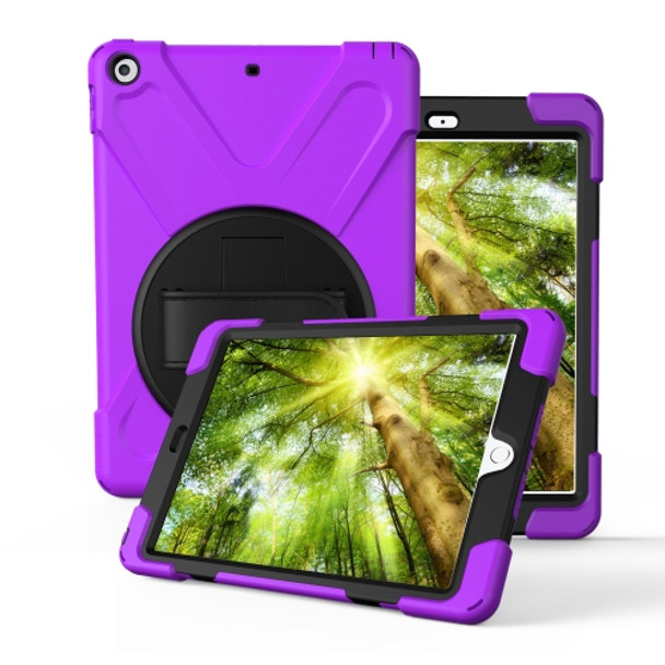 For Galaxy Tab S6 10.5 T860/T865/T867 2019  360 Degree Rotation PC + Silicone Protective Case with Holder & Hand-strap(Purple)