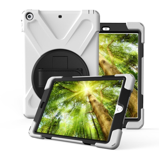 For Galaxy  Tab A 10.5 T590/T595 360 Degree Rotation PC + Silicone Protective Case with Holder & Hand-strap(White)