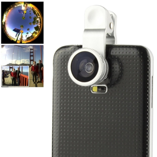 Universal 180 Degree Fisheye Lens + Macro + 0.67X Wide Lens with Clip, For Galaxy S5 / G900 / i9500 / i9300 / iPhone 5 & 5C & 5S(Silver)