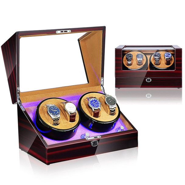 Electric Motor Rotating Watch Box Automatic Mechanical Watch Shaker, US / EU / UK Plug(Ebony + Camel Flannel)