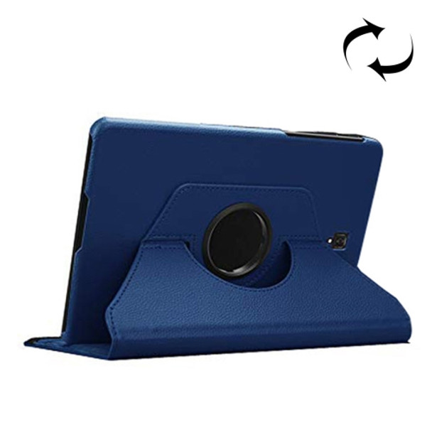 Litchi Texture Horizontal Flip 360 Degrees Rotation Leather Case for Galaxy Tab S4 10.5 T830 / T835, with Holder (Dark Blue)