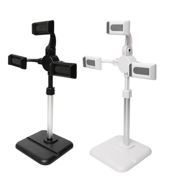 Telescopic Adjustment Live Frame Desktop Tablet Mobile Phone Bracket, Specification: K06 Three-seat (White)