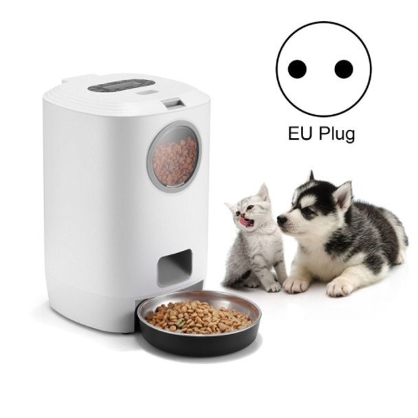 4.5L Smart Pet Cat Dog Bowl Food Automatic Dispenser Feeder  With Timer Auto Electronic Feeder With Metal Food Tray, Specification: EU Plug