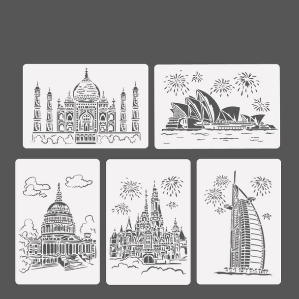 10 PCS 7 Castle Construction Series Painting Template Theme City A4 Label Template