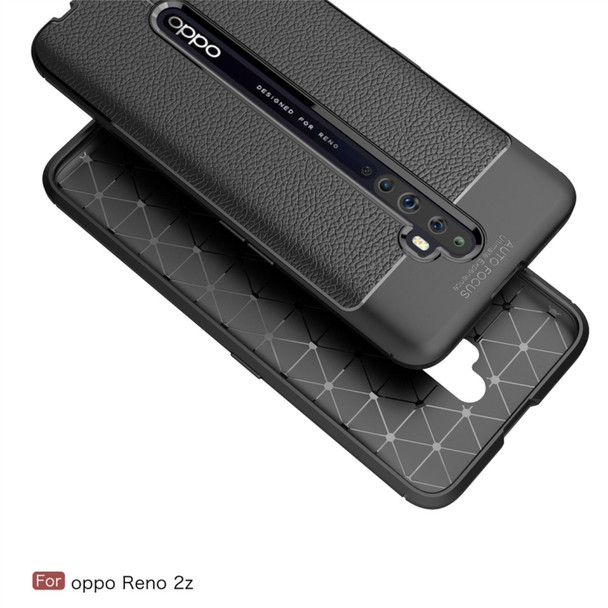 For OPPO Reno2 Z Litchi Texture TPU Shockproof Case(Red)