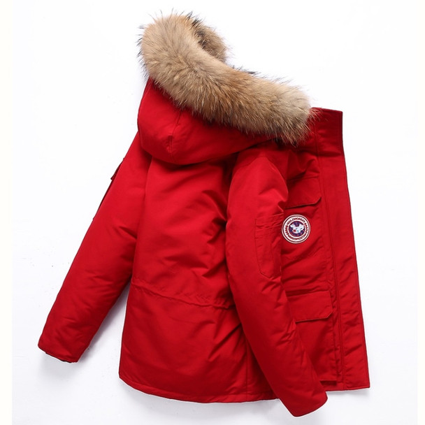 Men Goose Short Padded Workwear Down Jacket (Color:Red Size:XL)