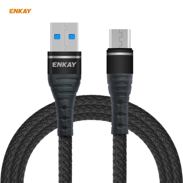 ENKAY Hat-Prince ENK-CB308 USB to Micro USB Nylon Woven Fabric Texture Fast Charging Data Cable, Length: 1m(Black)