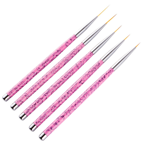 2 PCS 5 in 1 7/9/11/15 / 20mm Nail Art Draw Line Pen Nails Painted Brush