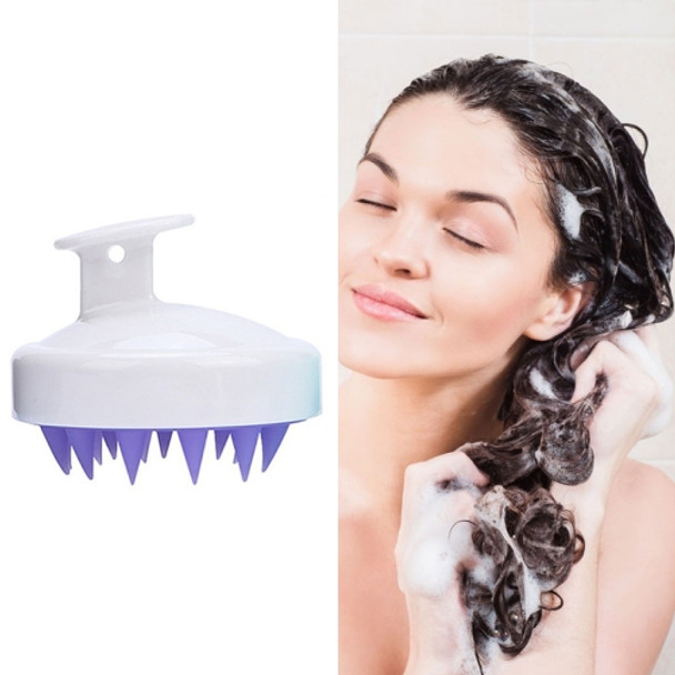 Silicone Head Scalp Massage Brush Hair Washing Scalp Cleanse Comb (White Purple)