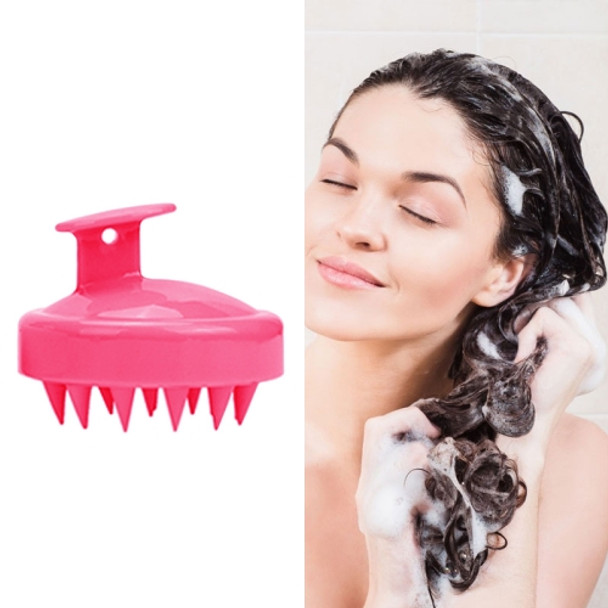 Silicone Head Scalp Massage Brush Hair Washing Scalp Cleanse Comb (Rose Red)