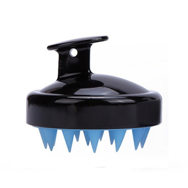Silicone Head Scalp Massage Brush Hair Washing Scalp Cleanse Comb (Black Blue)