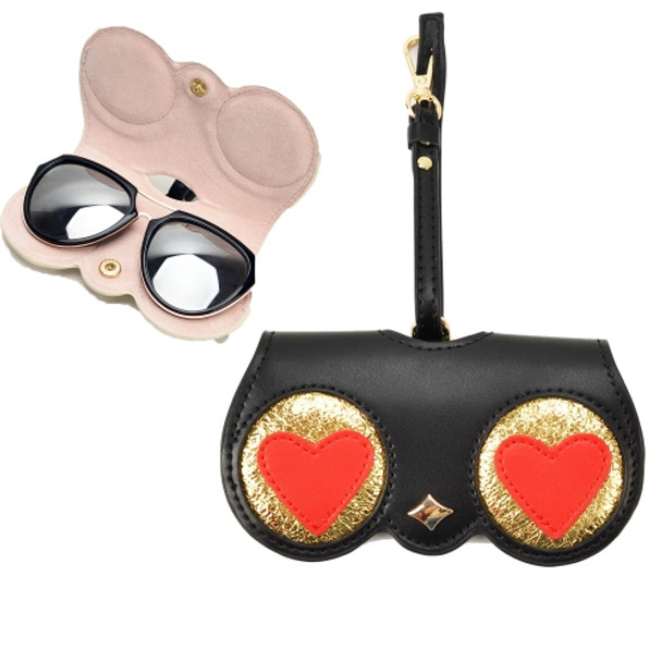 Cute And Funny PU Sunglasses Case Portable Glasses Case With Hanging Buckle, Colour: Red Love