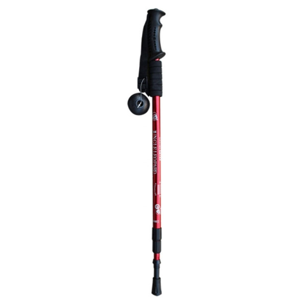 JUNGLELEOPARD 3-Section Straight Handle Aluminum Trekking Pole Multifunctional Walking Hand Crutches, Length: 66-135cm(Red)