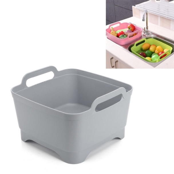 2 PCS Multifunctional Mobile Sink Kitchen Plastic Vegetable Washing Basket Fruit And Vegetable Storage Drain Basket(Dark Gray)