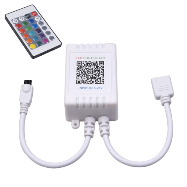 JH-RGB02 DC5.5x2.1mm Interface Bluetooth LED RGB Controller with 24 Keys Remote Controller(White)