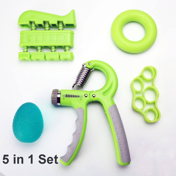 5 In 1 Counting Grip Device Fitness Adjustment Grip Device  Finger Trainer Set(Green )