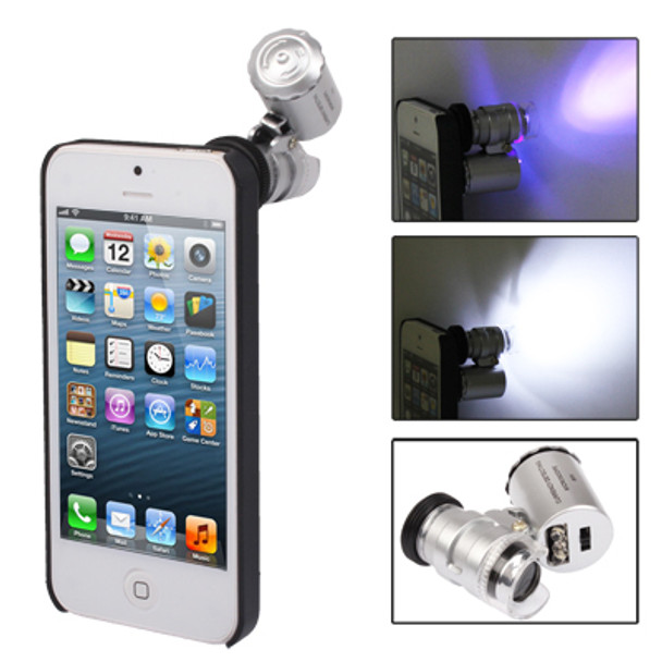Special Microscope 60X Currency Detecting with LED Microscope, For iPhone 5(Silver)