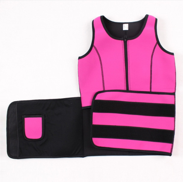 Neoprene Corset Yoga Vest Sweat Suit Postpartum Belly Belt, Size:L(Rose Red)